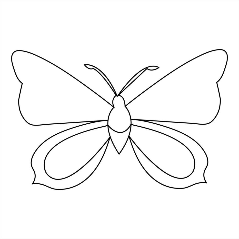 Continuous single line hand drawn butterfly design minimalism outline vector art illustration