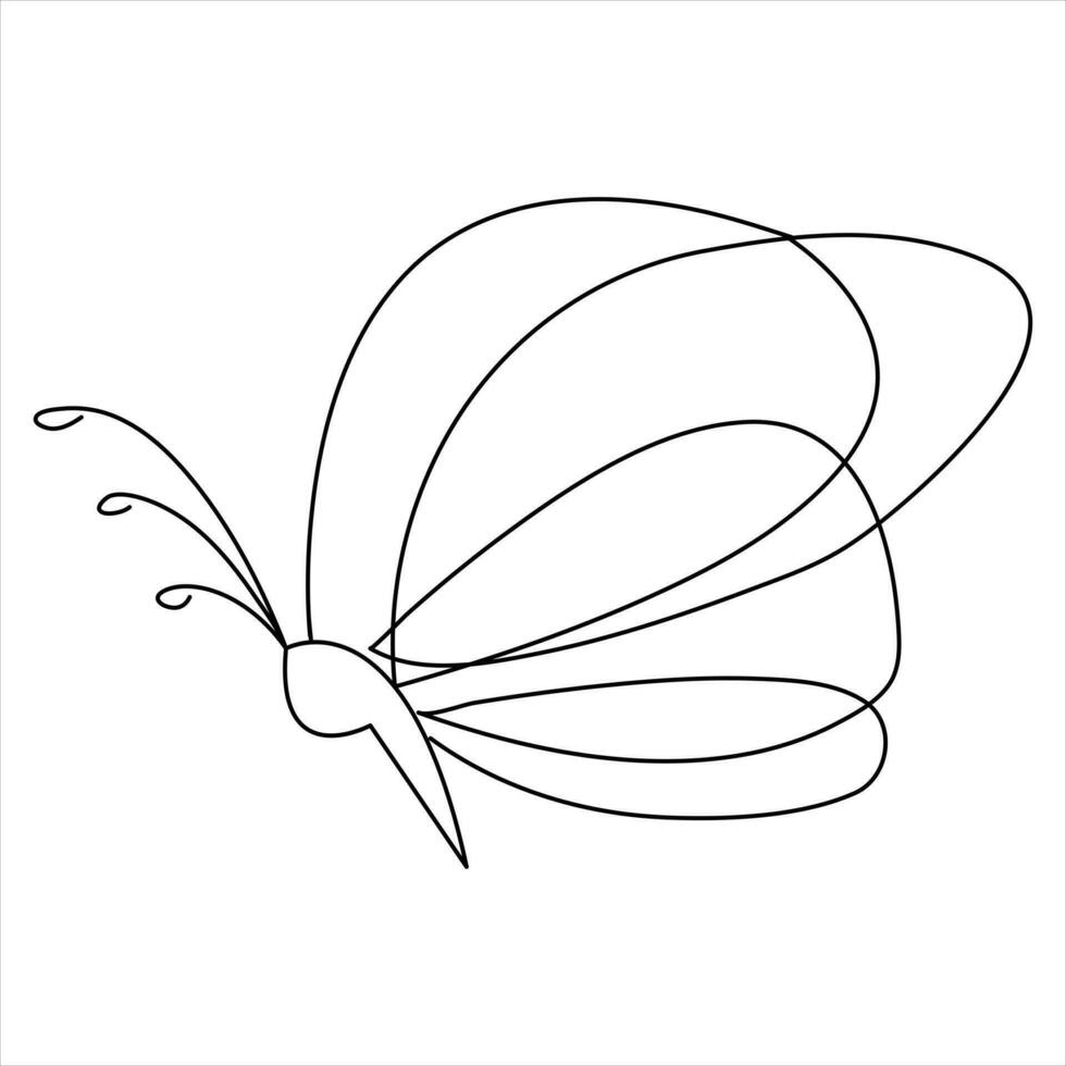Butterfly one line art drawing continuous beautiful flying outline vector art  illustration design