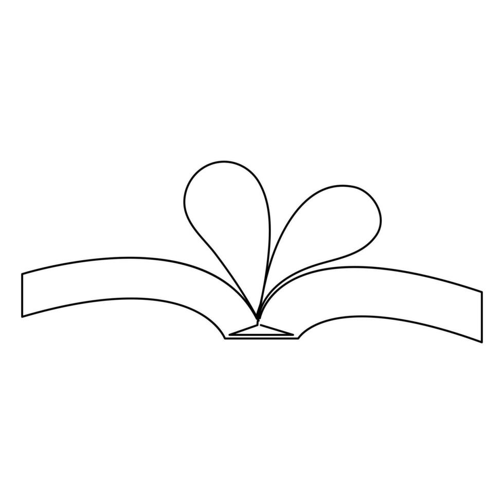 Continuous single line drawing books hand drawn isolated outline vector art illustration decor design