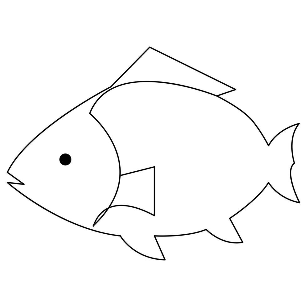 Fish continuous one line art drawing illustration hand drawn sketch style outline vector