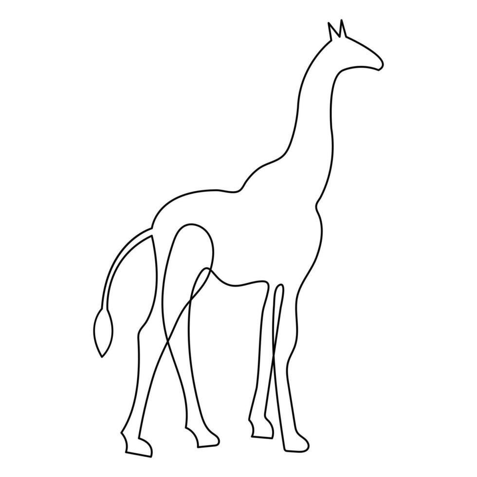 Giraffe continuous one line hand drawing animal symbol and outline vector art icon illustration