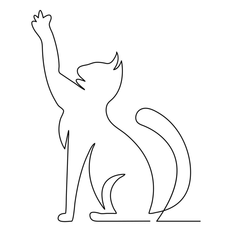 Cat pet animal single line art drawing continuous outline vector art illustration minimalist