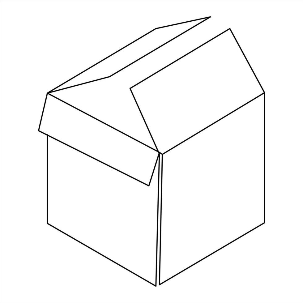 Continuous one line art drawing open box outline vector art minimalist design