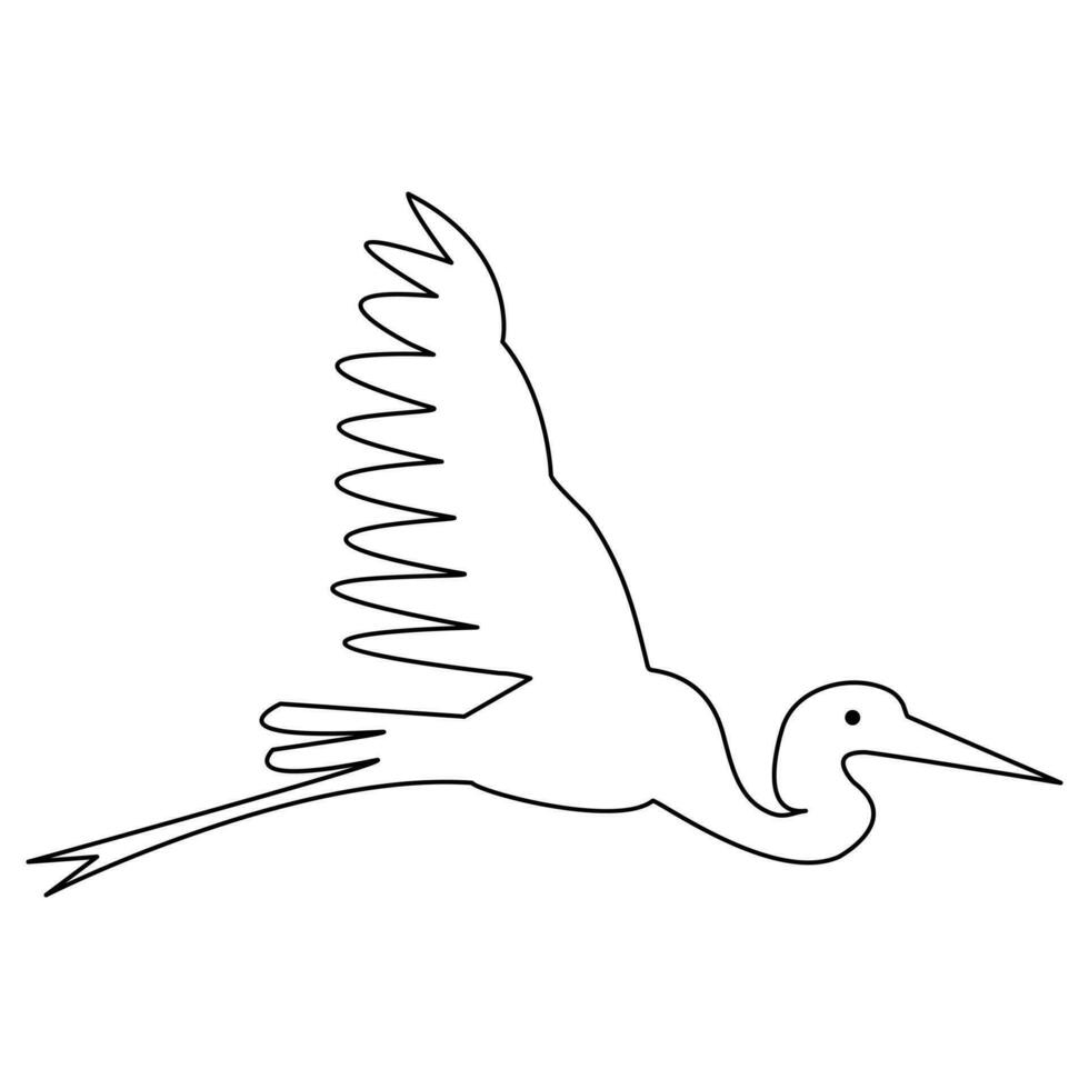 The heron and flamingo single line art drawing vector illustration of continuous Minimalist style.