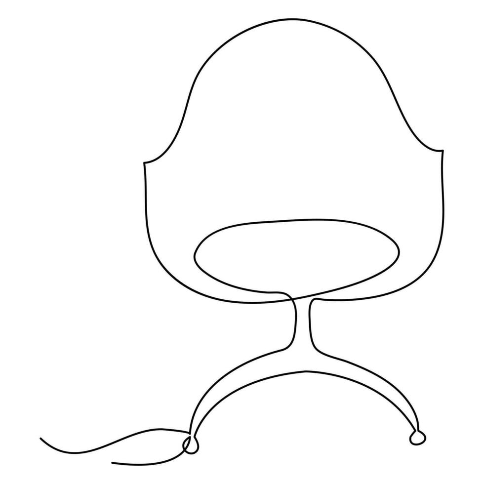 Continuous single line hand drawing simple modern chair icon and outline vector art illustration