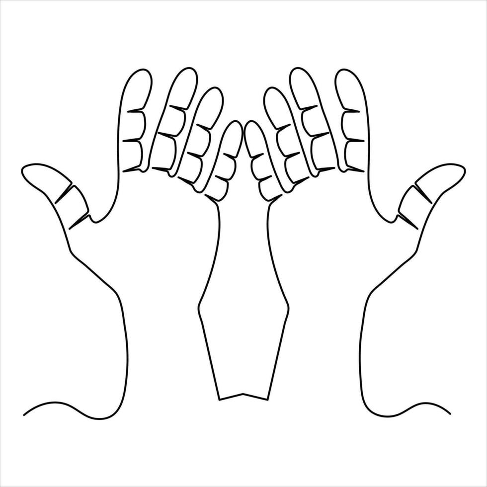 Hand open palm continuous single line art drawing outline vector illustration