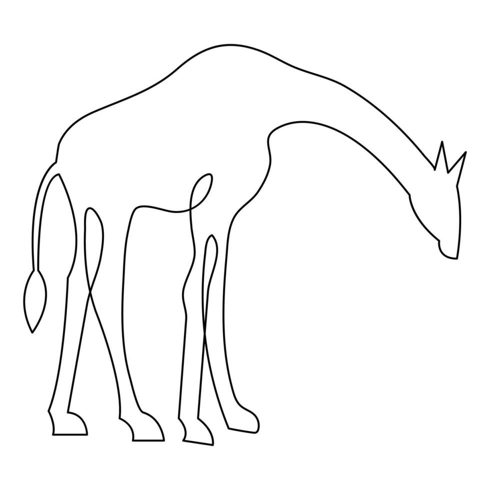 Single line hand drawing giraffe continuous art print and minimalistic outline vector art illustration