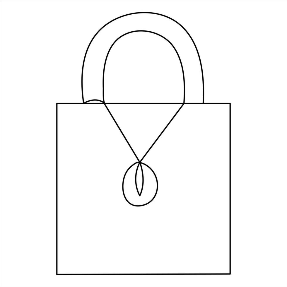 Continuous one line art drawing padlock outline vector art sketch illustration design