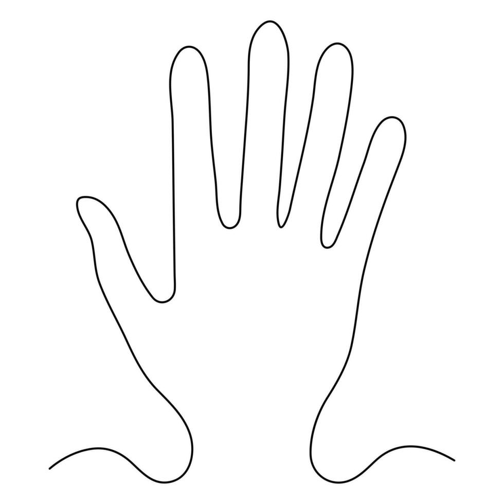 Hand open palm continuous single line art drawing outline vector illustration