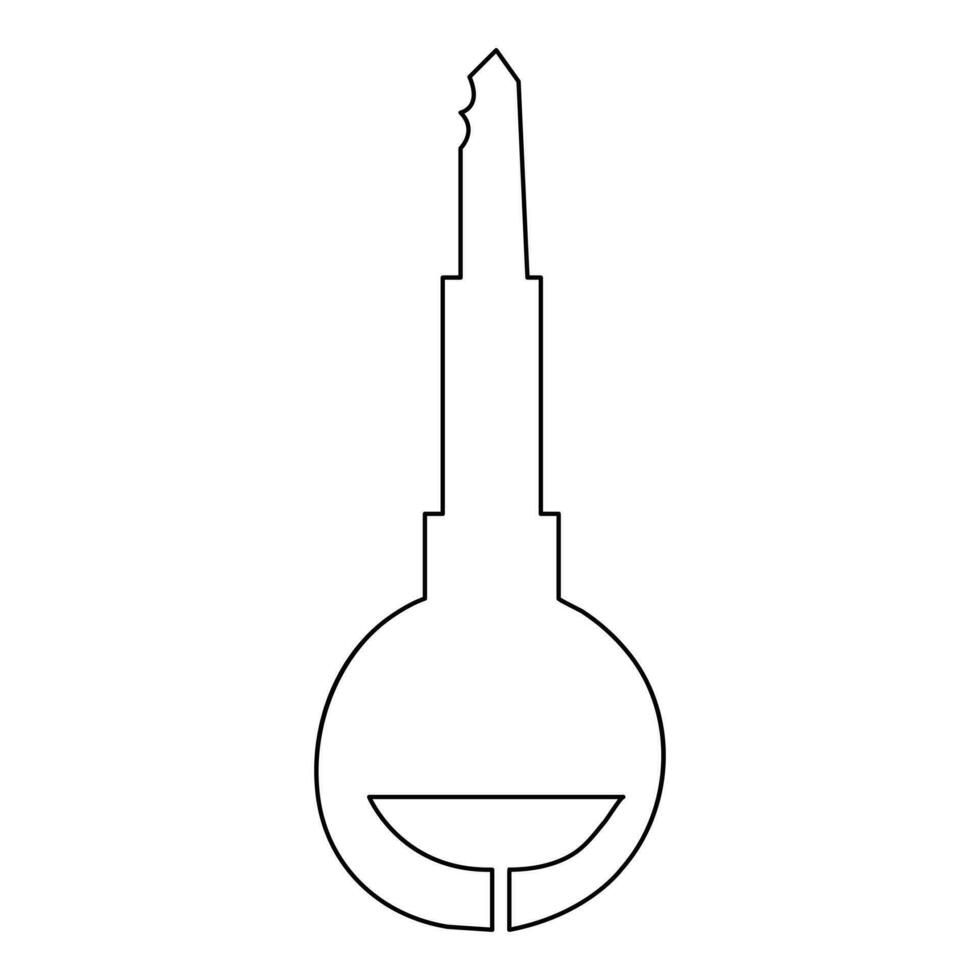 Single line art drawing continuous outline vector hand drawn icon key isolated