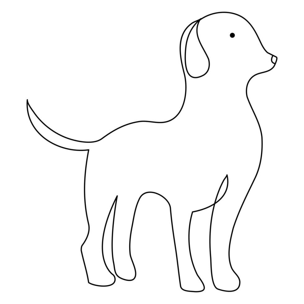 Dog pet animal continuous one line art drawing and dog icon simple outline vector illustration