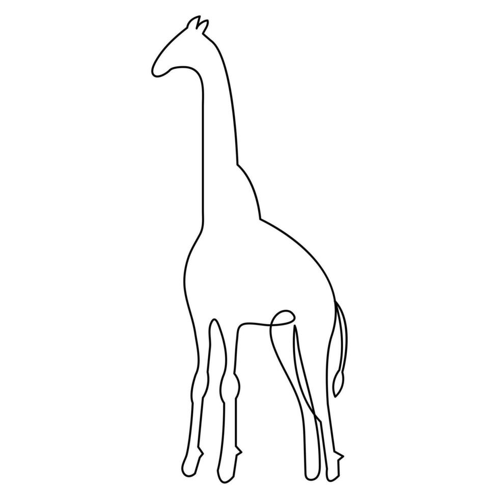 Giraffe continuous one line hand drawing animal symbol and outline vector art icon illustration