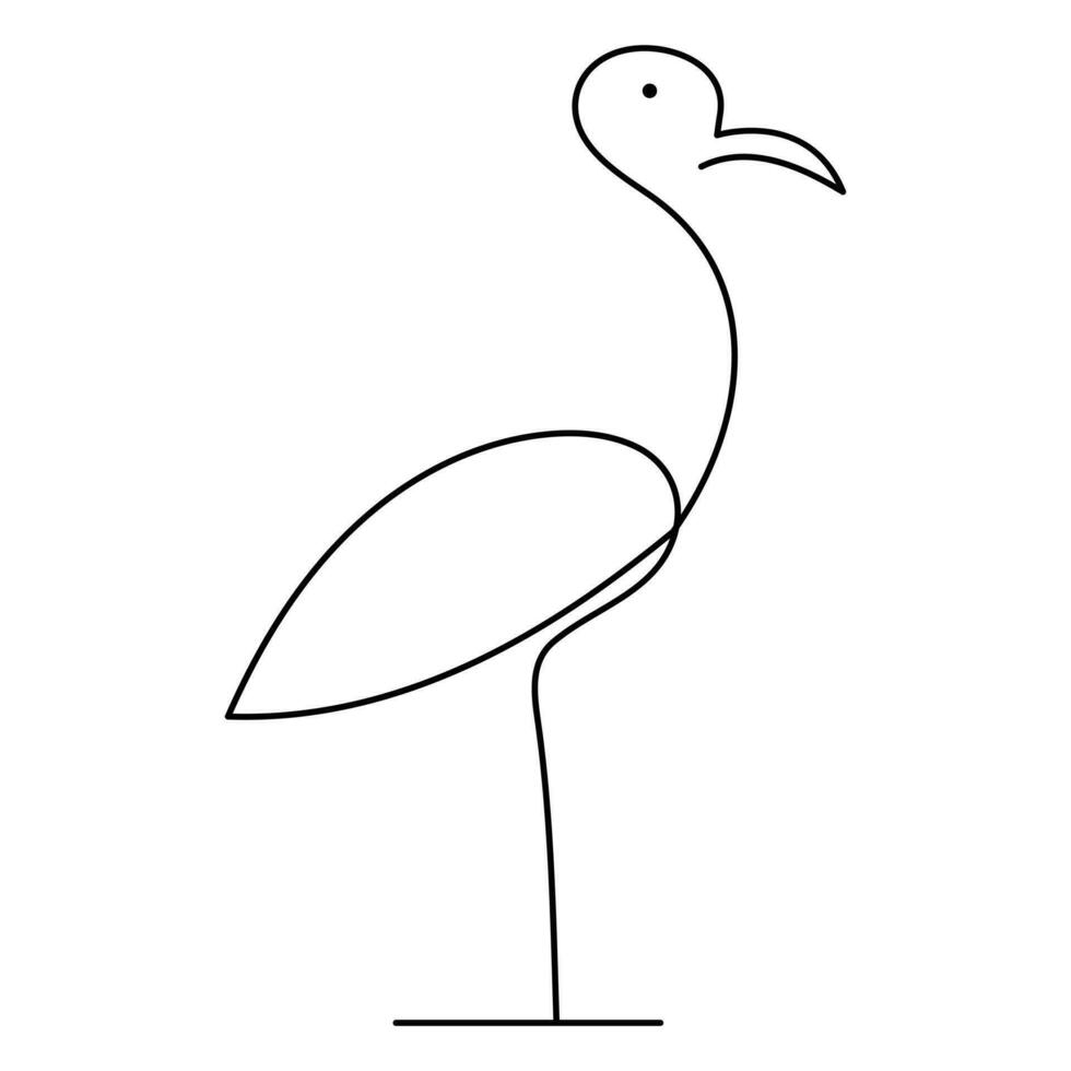 Flamingo and heron continuous one line art drawing hand drawn vector illustration of style.