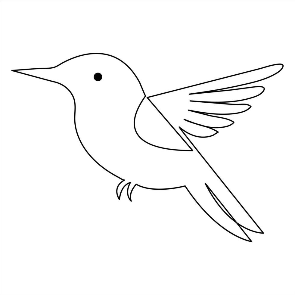 Continuous one line art drawing hummingbird hand drawn vector illustration of style