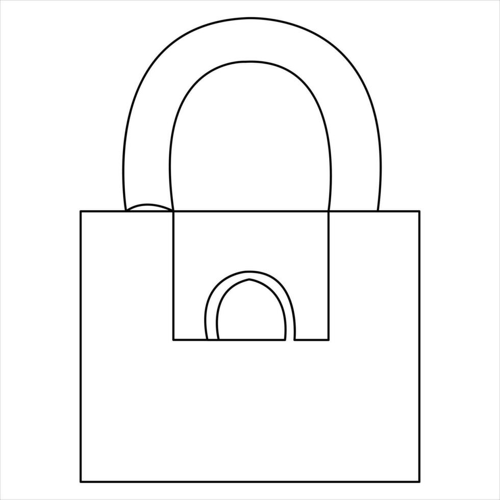 Continuous one line art drawing padlock outline vector art sketch illustration design