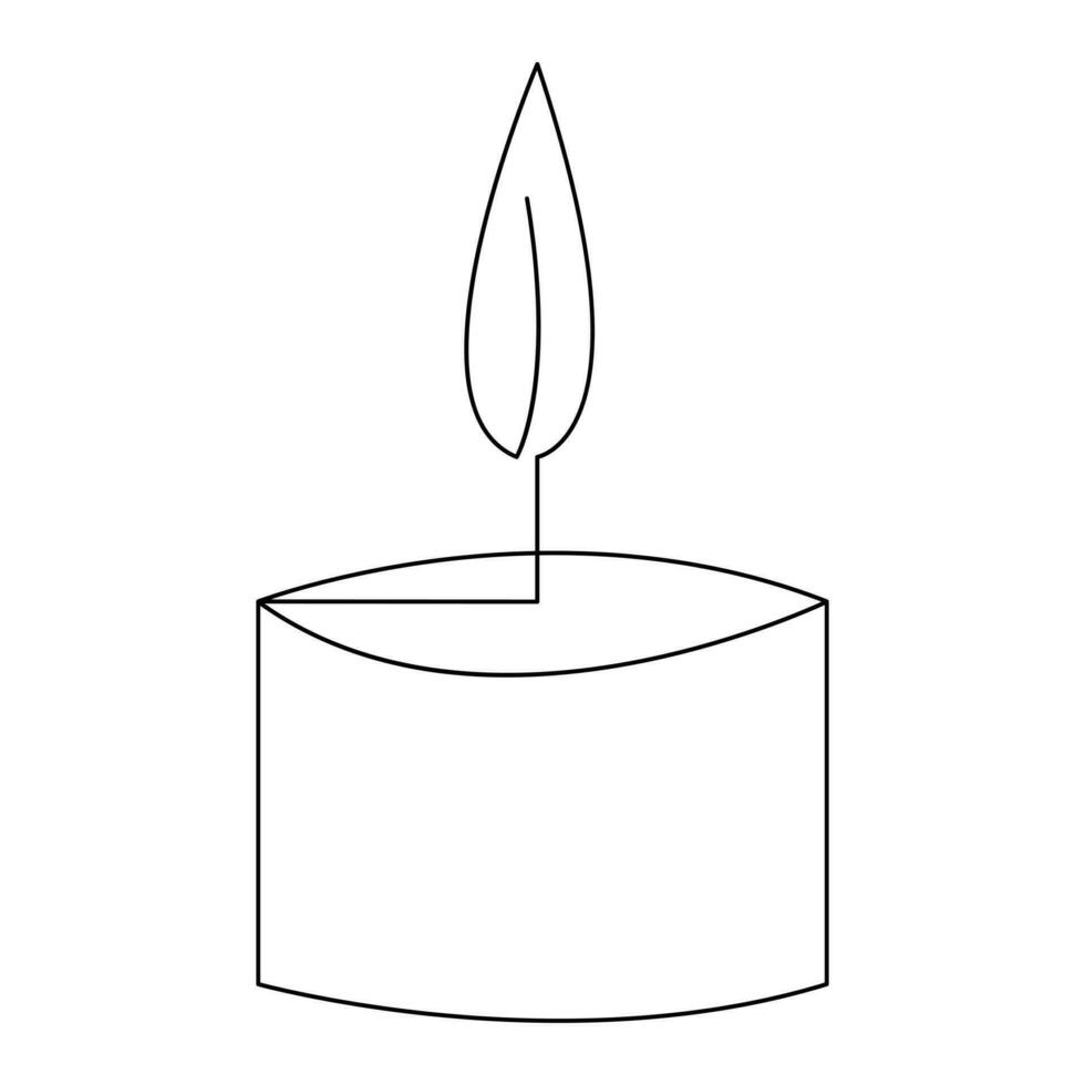 Continuous candle is burning fire drawing art by one line vector illustration minimalism design.