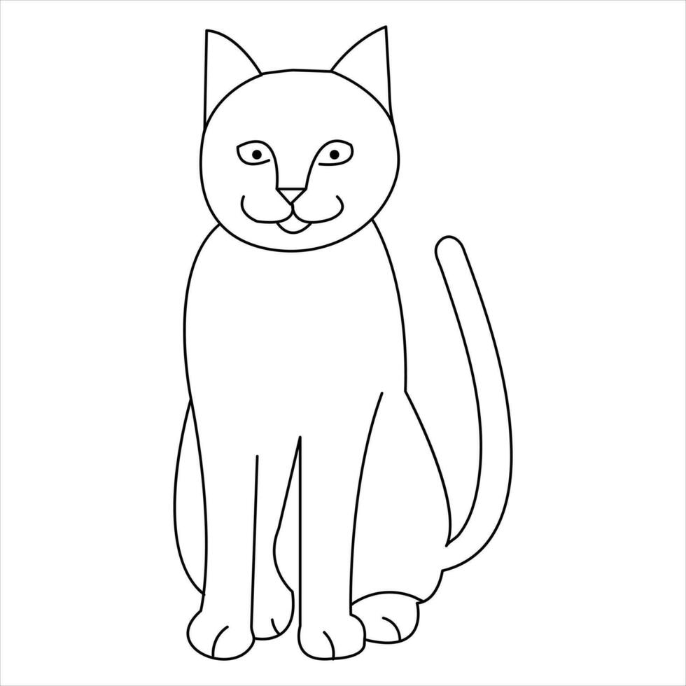 Continuous one line cat pet animal outline art vector illustration and minimalist drawing