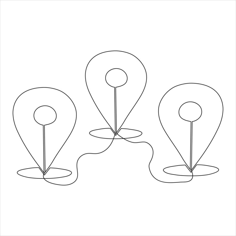 Continuous single line art drawing mark location hand drawn outline vector minimalist style