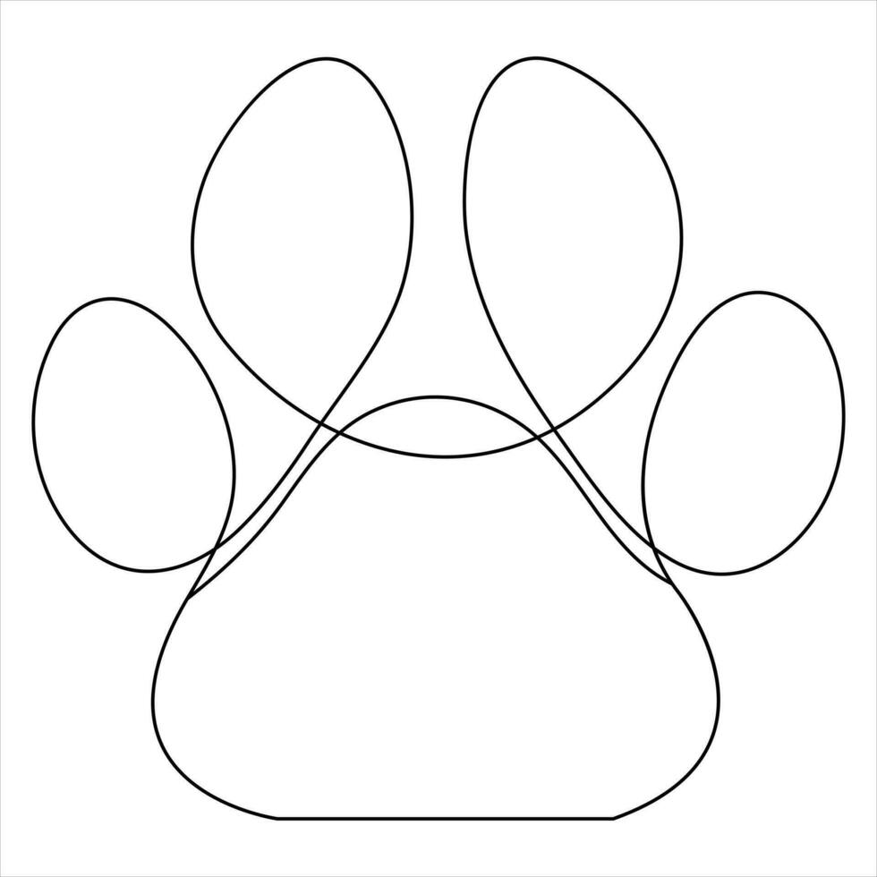 Dog or cat foot print illustration continuous single line art drawing animal paw icon outline vector