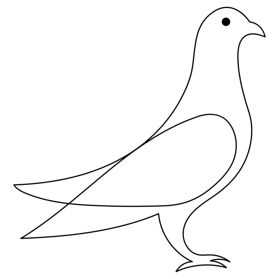 Continuous single line art drawing pet pigeon hand drawn in doodle style sketch stock illustration vector
