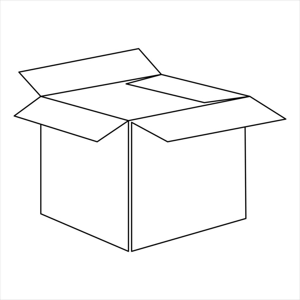 continuo uno línea Arte dibujo abierto caja contorno vector Arte minimalista diseño