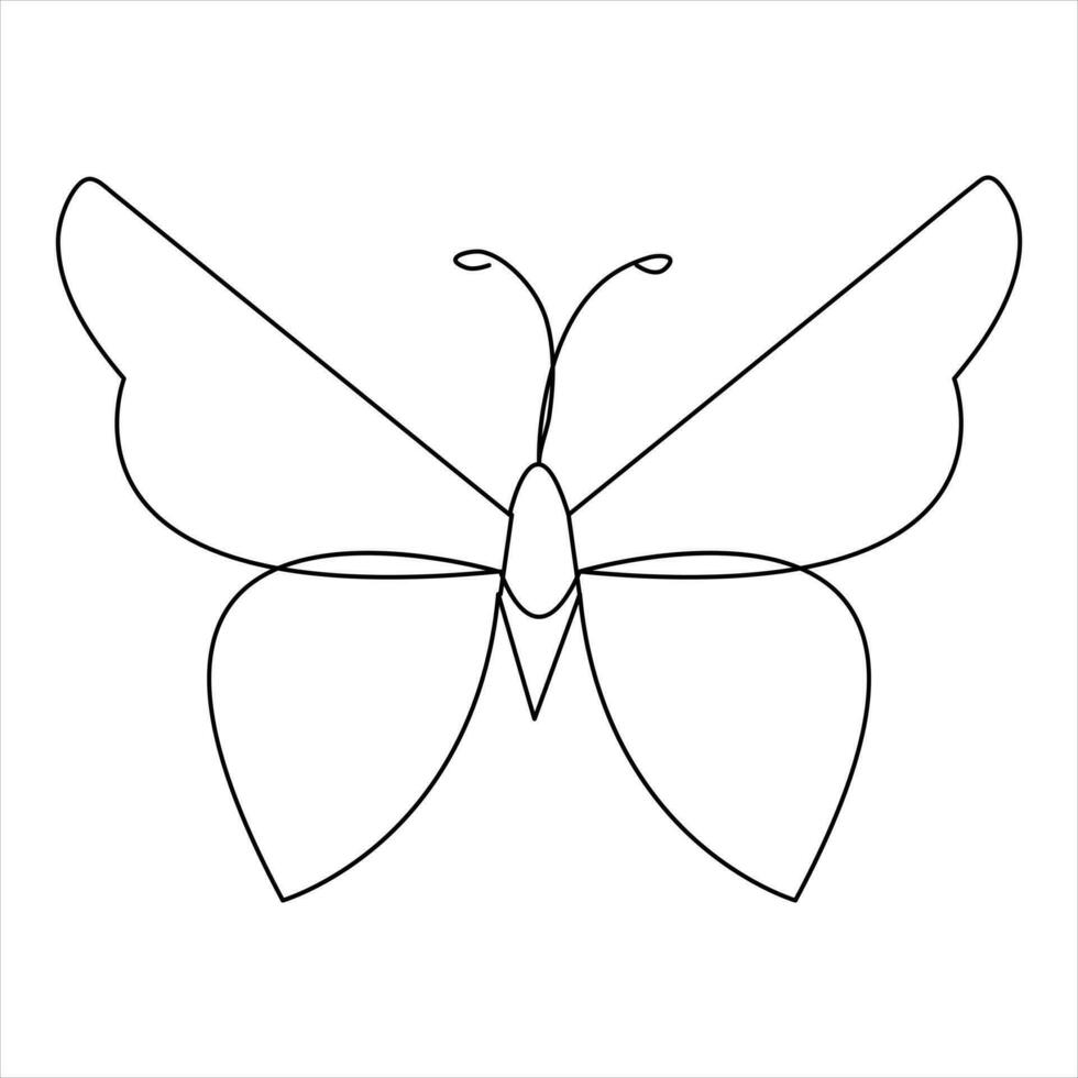 Butterfly one line art drawing continuous beautiful flying outline vector art  illustration design