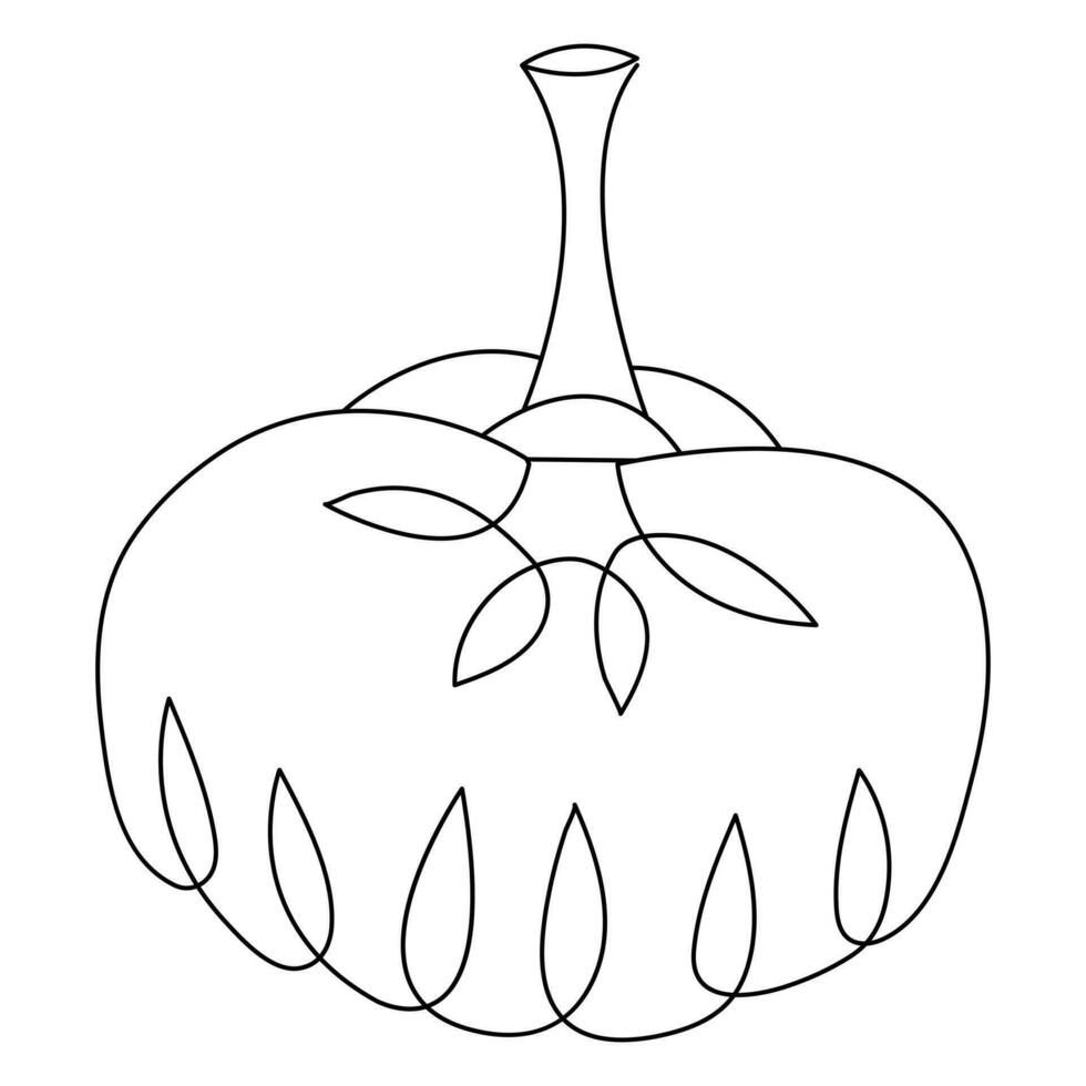 The pumpkin fresh fruit for icon outline vector illustration design continuous one line drawing