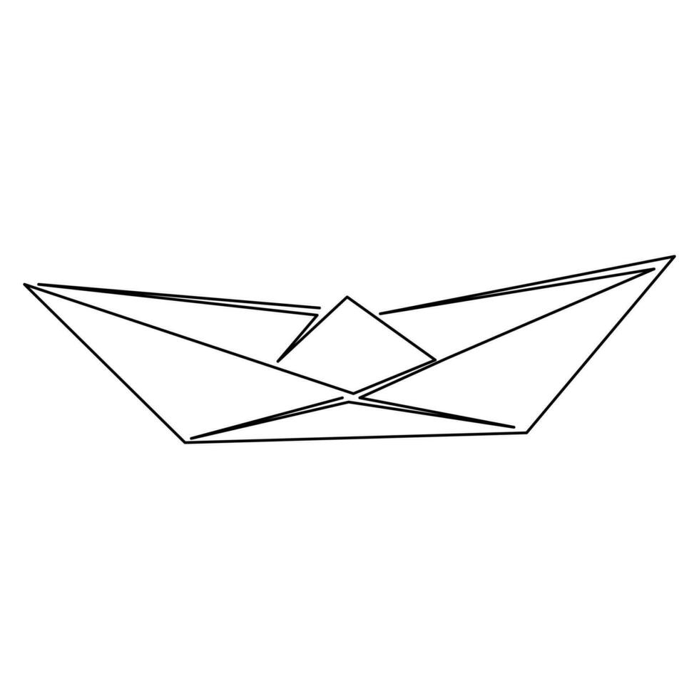 Paper boat continuous one line art drawing of outline vector art illustration