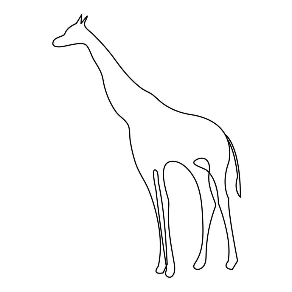 Giraffe continuous one line hand drawing animal symbol and outline vector art icon illustration