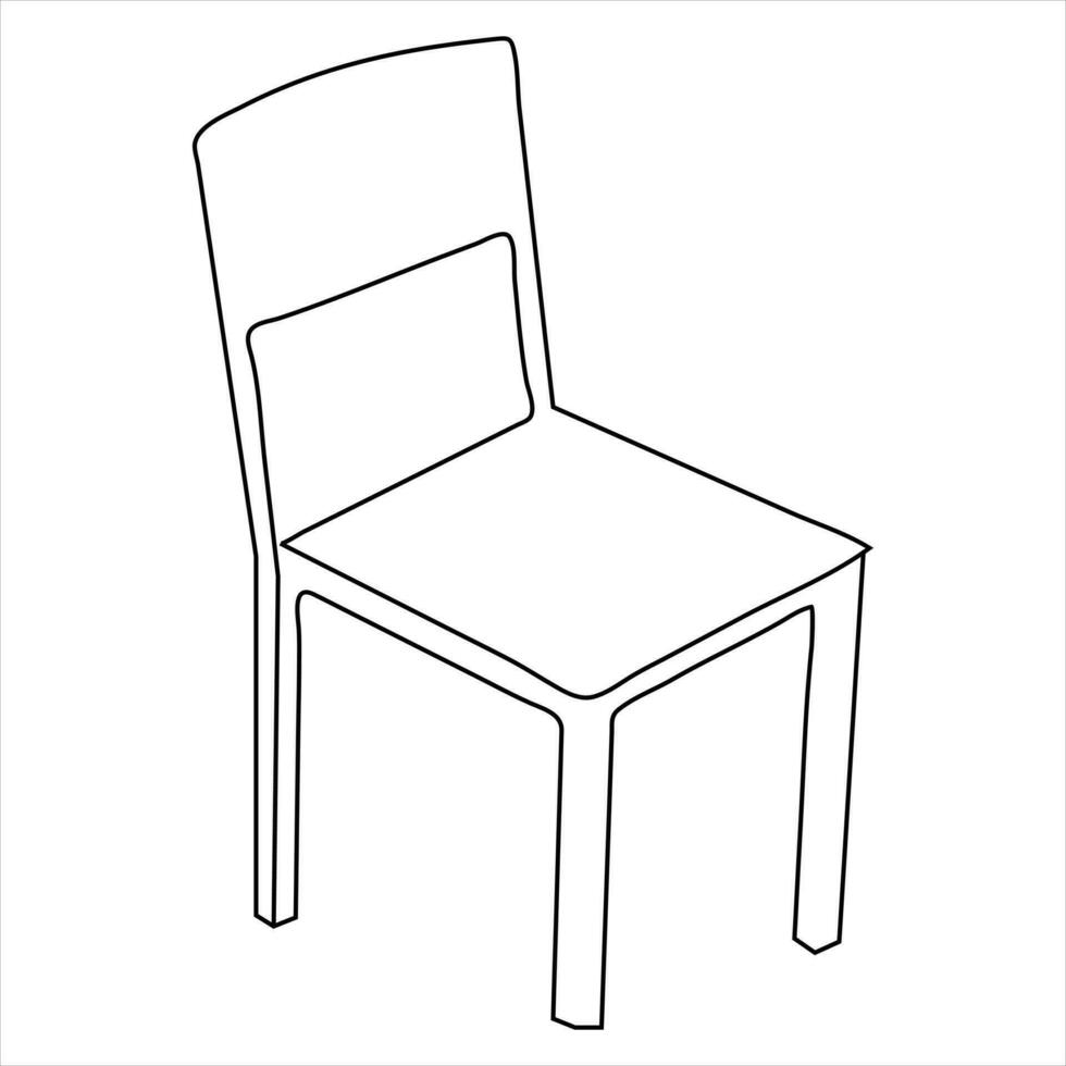 Continuous one line art drawing of chair outline vector art illustration and concept icon design