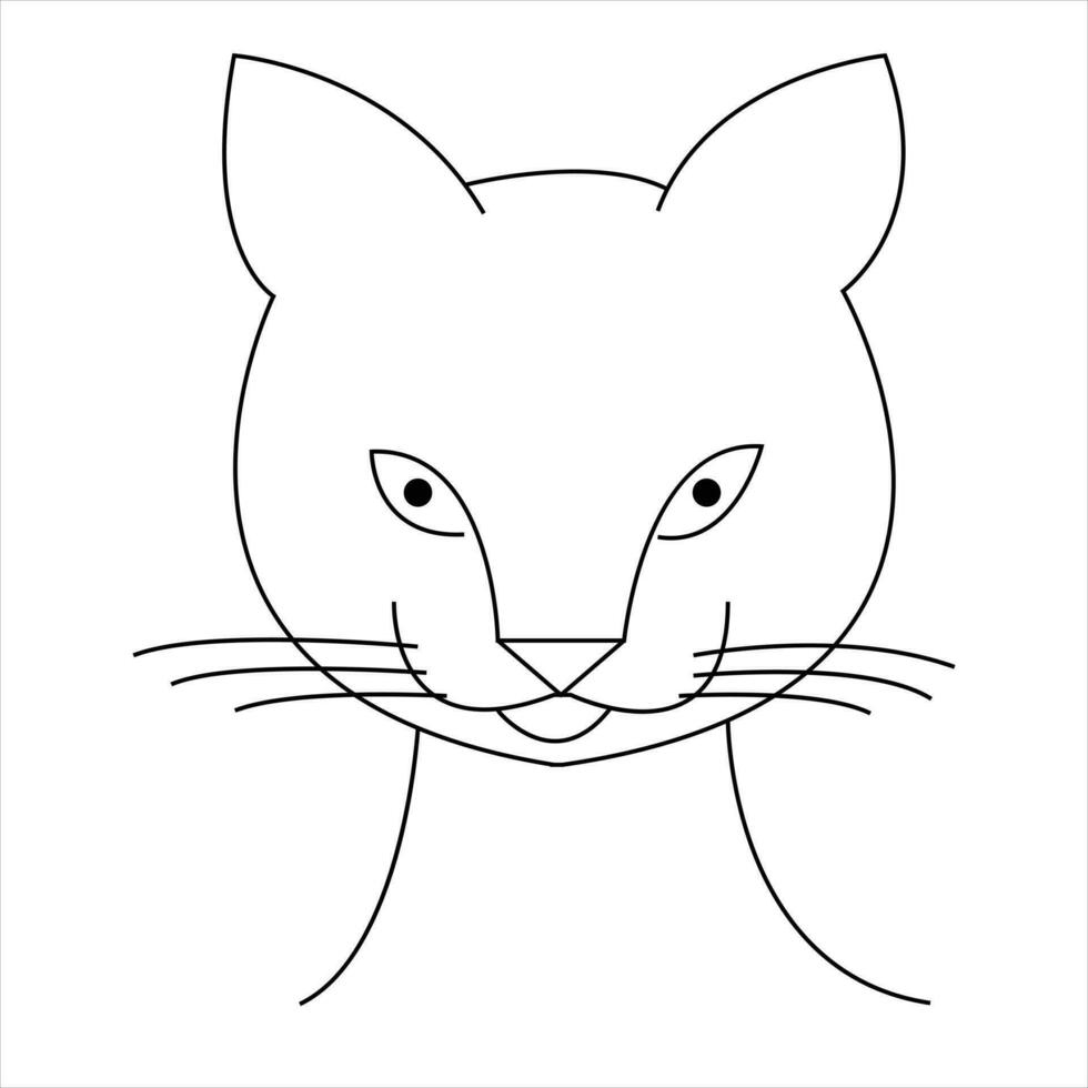 Continuous one line cat pet animal outline art vector illustration and minimalist drawing