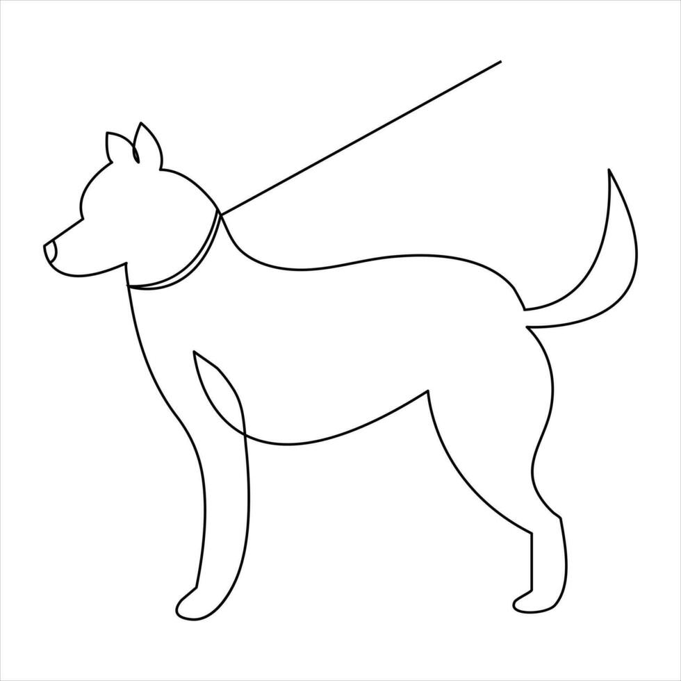 perro mascota animal continuo uno línea Arte dibujo y perro icono sencillo contorno vector ilustración