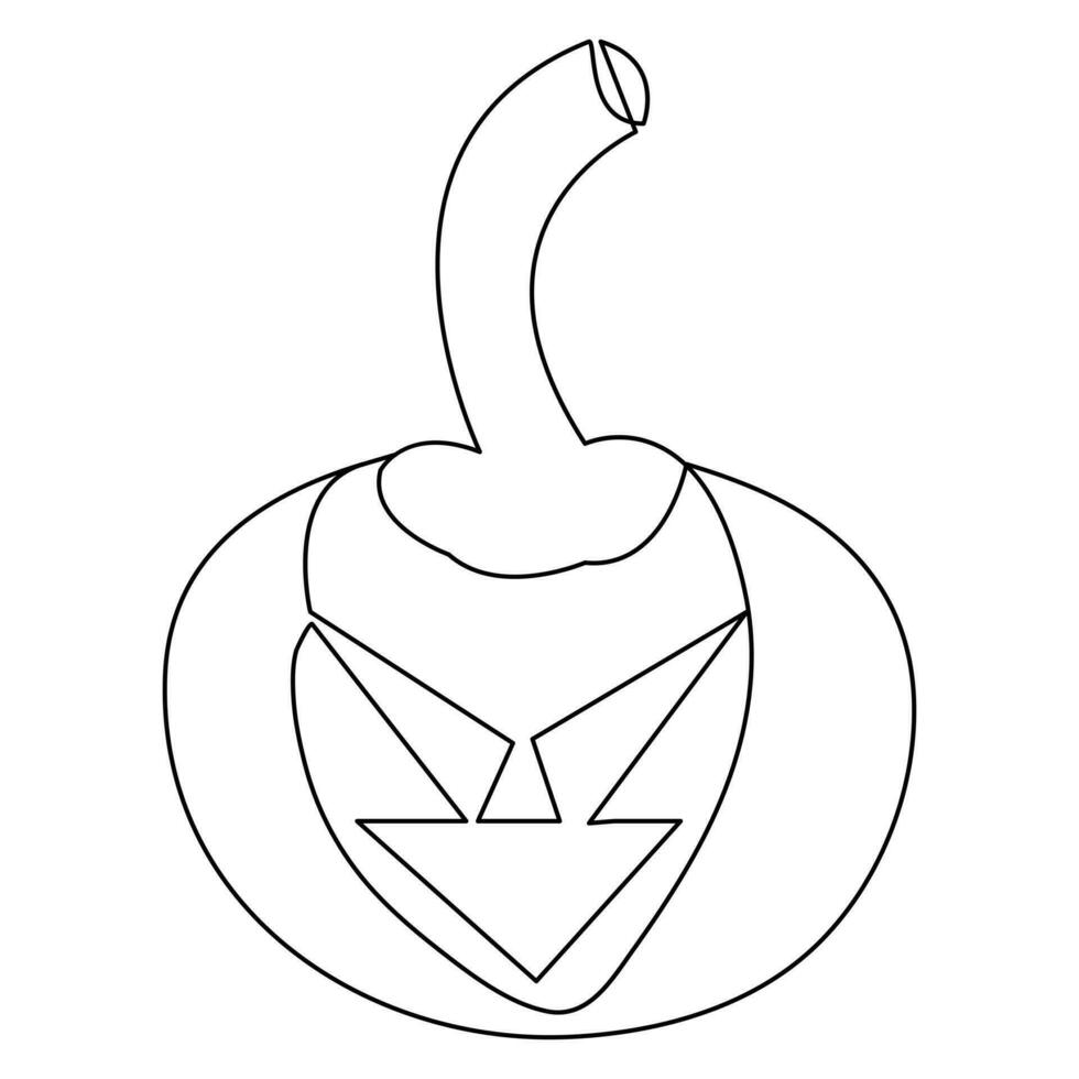 Halloween pumpkin with a face single line art drawing continuous vector outline illustration minimalism