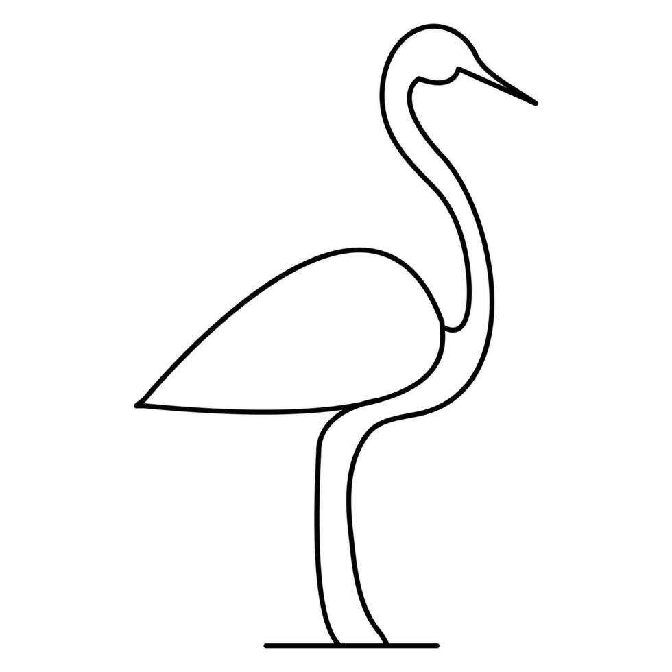 Flamingo and heron continuous one line art drawing hand drawn vector illustration of style.