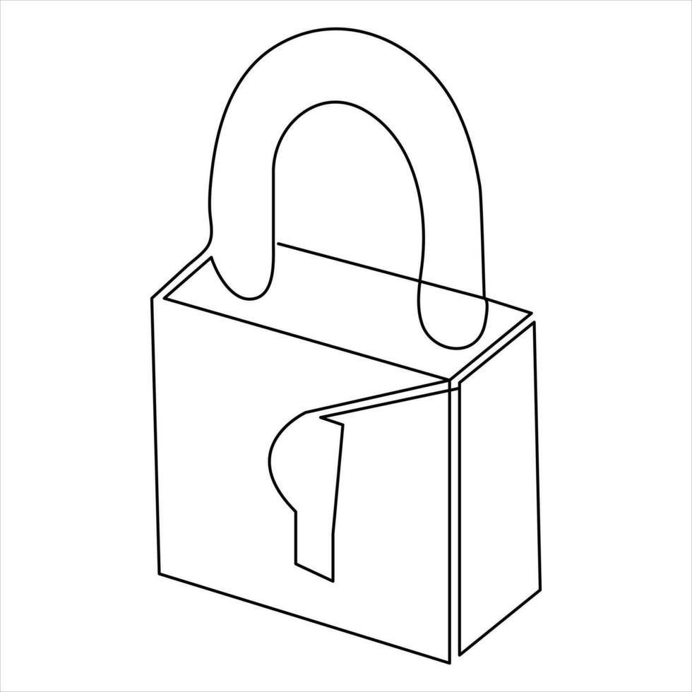 Continuous single line art drawing lock up design outline vector art illustration minimalist