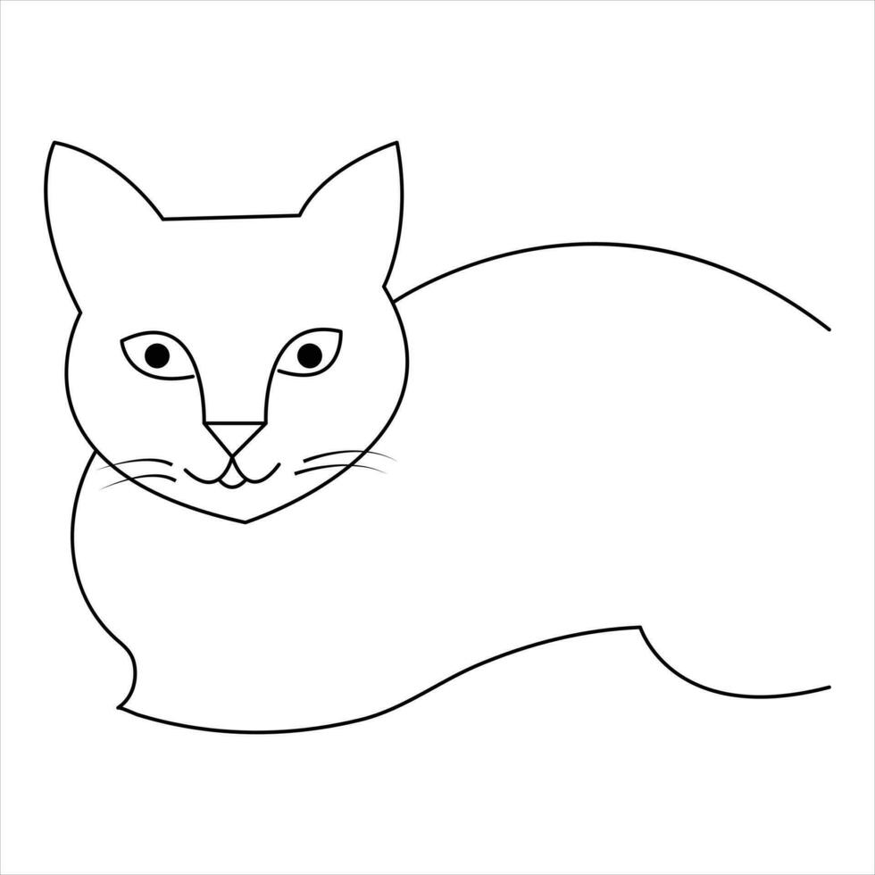 Cat pet animal single line art drawing continuous outline vector art illustration minimalist