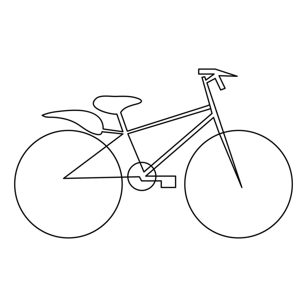 bicicleta continuo soltero línea mano dibujo símbolo concepto y bosquejo contorno vector Arte ilustración
