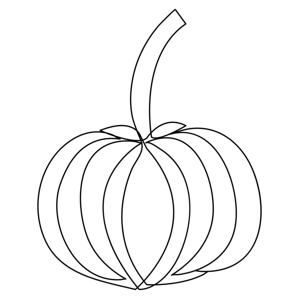 The pumpkin fresh fruit for icon outline vector illustration design continuous one line drawing