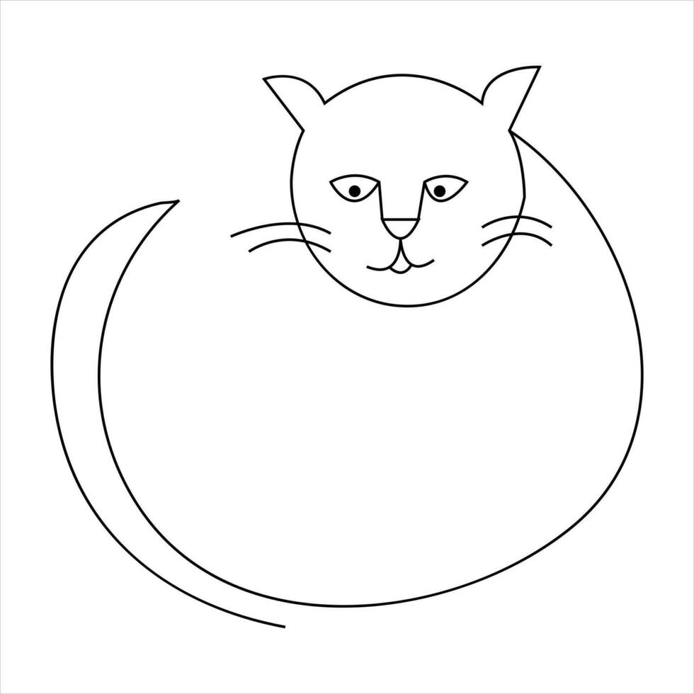 Cat pet animal single line art drawing continuous outline vector art illustration minimalist