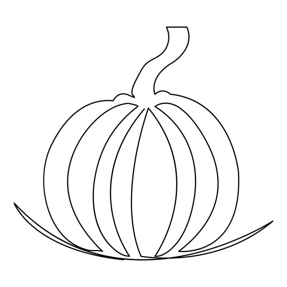 The pumpkin fresh fruit for icon outline vector illustration design continuous one line drawing