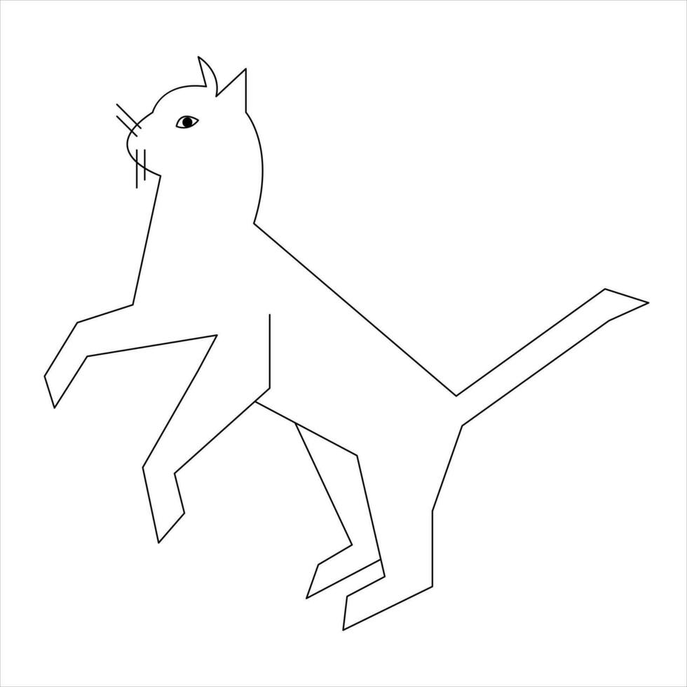 Cat pet animal single line art drawing continuous outline vector art illustration minimalist