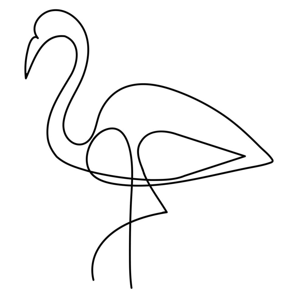 Flamingo and heron continuous one line art drawing hand drawn vector illustration of style.