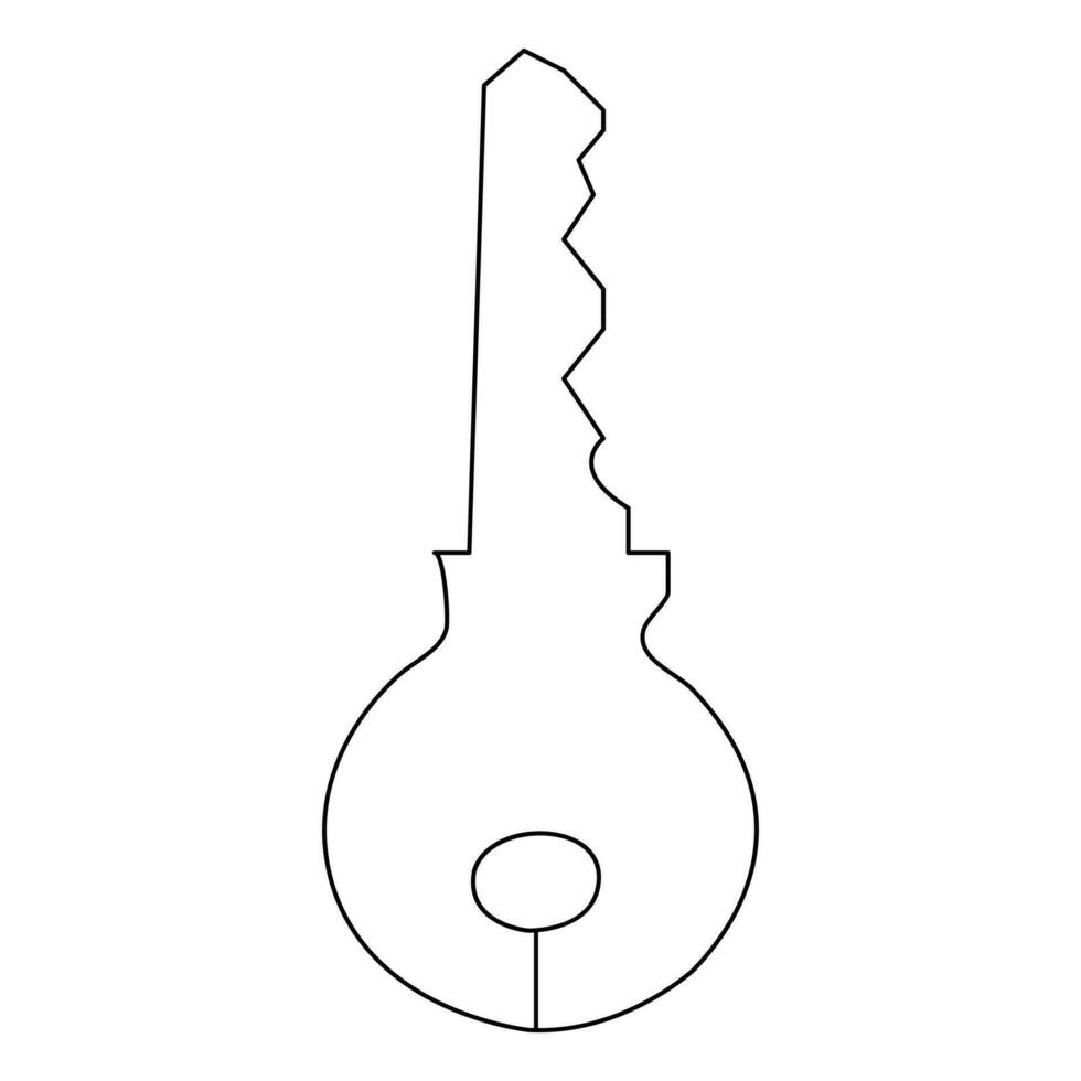 Single line art drawing continuous outline vector hand drawn icon key isolated