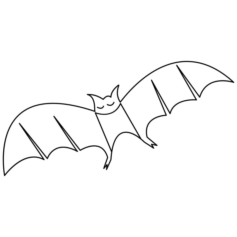 Halloween bat continuous hand drawn single line art drawing vector illustration of style
