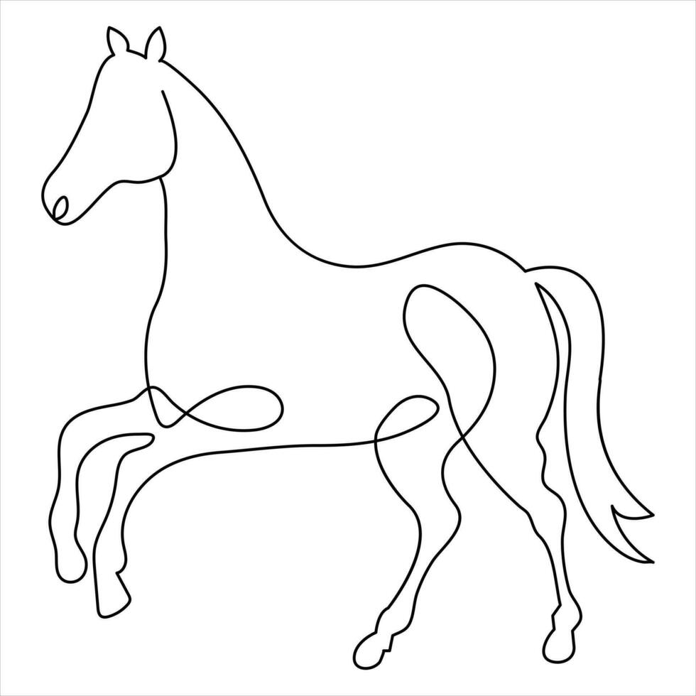 Horse symbol continuous single line hand drawing animal and outline vector art minimalist design