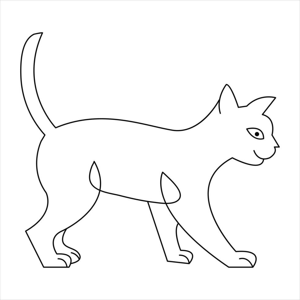 Continuous one line cat pet animal outline art vector illustration and minimalist drawing