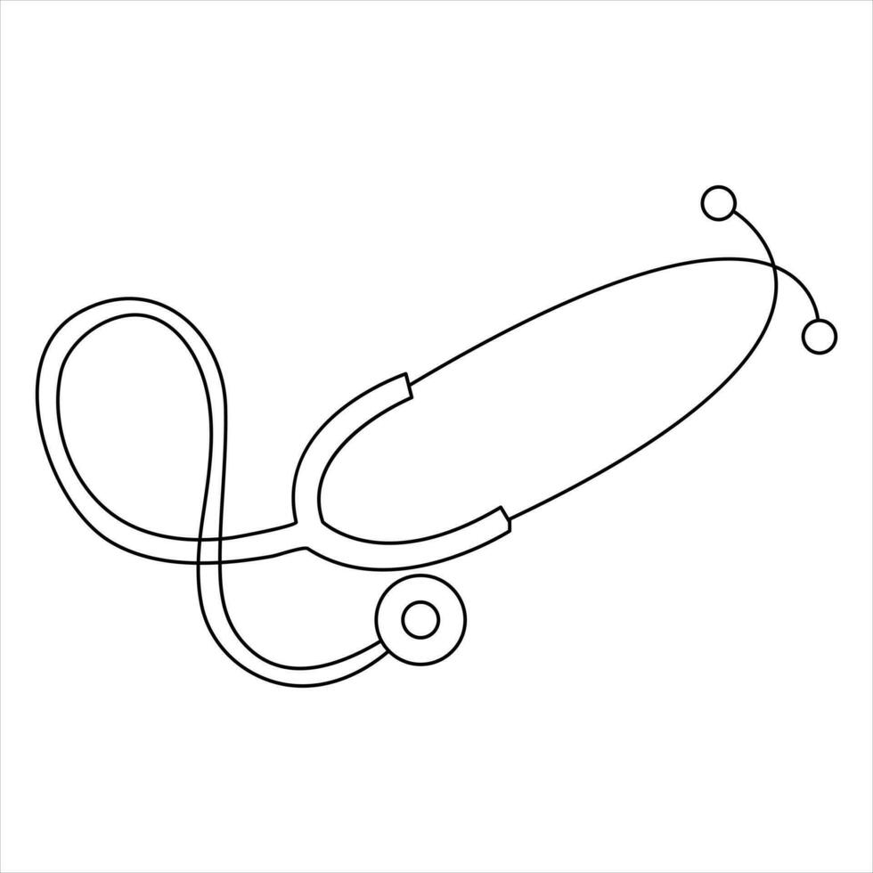 Stethoscope continuous one line hand drawing of outline vector icon and illustration of minimalist