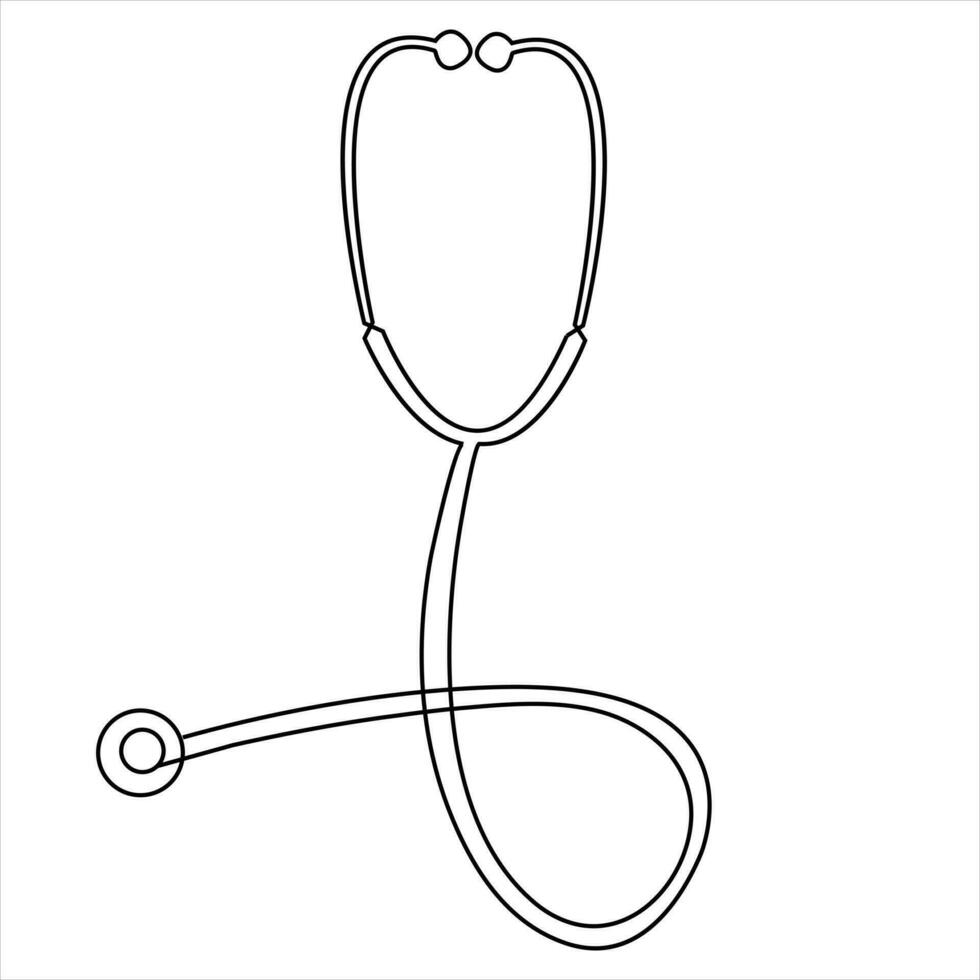 Stethoscope continuous one line hand drawing of outline vector icon and illustration of minimalist