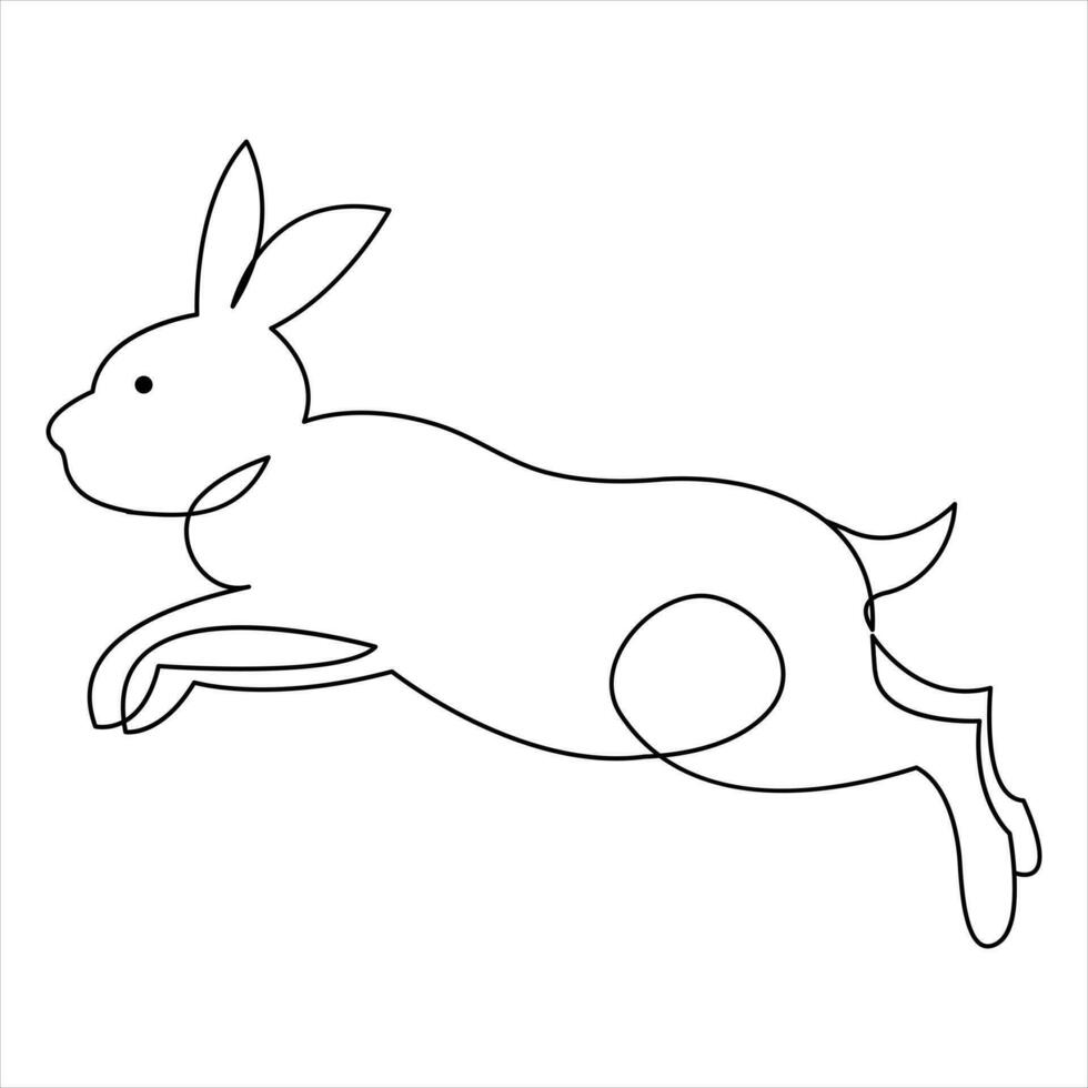 Continuous one line art drawing rabbit pet animal free hand sketch outline vector art minimalist