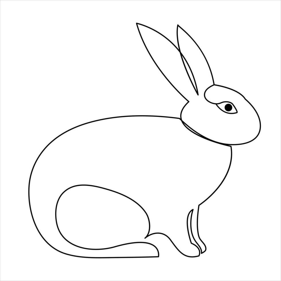 Continuous one line art drawing rabbit pet animal free hand sketch outline vector art minimalist